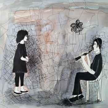 Zeichnungen mit dem Titel "the music" von Janna Shulrufer, Original-Kunstwerk, Tinte