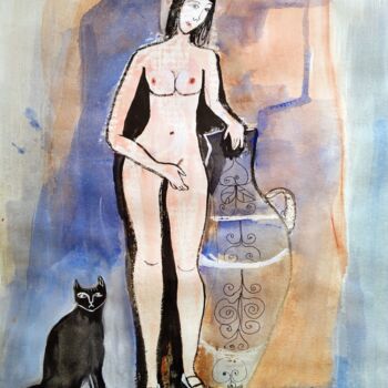 Dibujo titulada "metaphysical nude" por Janna Shulrufer, Obra de arte original, Acuarela