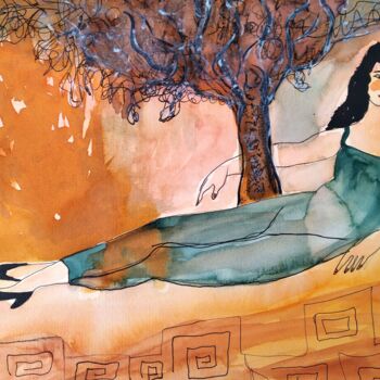 Pintura intitulada "Tree of life" por Janna Shulrufer, Obras de arte originais, Aquarela