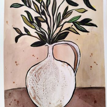 Painting titled "white jug" by Janna Shulrufer, Original Artwork, Watercolor