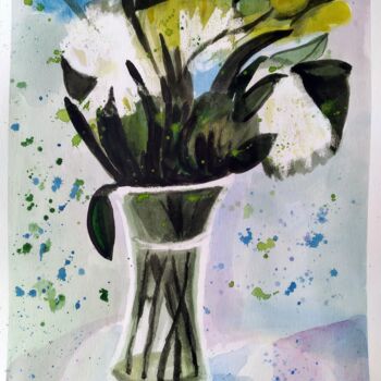 Malerei mit dem Titel "spring bouquet" von Janna Shulrufer, Original-Kunstwerk, Aquarell