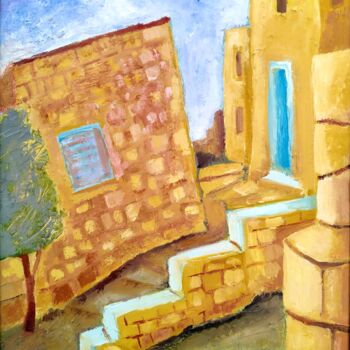 Painting titled "Zefat old city" by Janna Shulrufer, Original Artwork, Oil