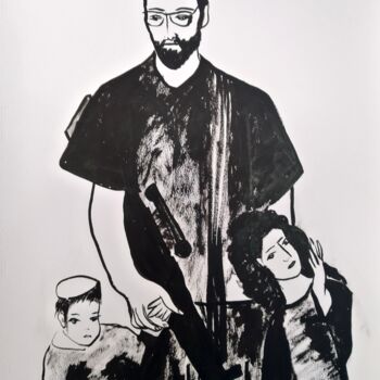 Tekening getiteld "Untitled (Dad)" door Janna Shulrufer, Origineel Kunstwerk, Inkt
