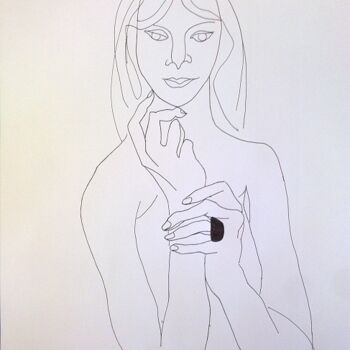 Drawing titled "Portrait 4" by Janna Shulrufer, Original Artwork, Gel pen