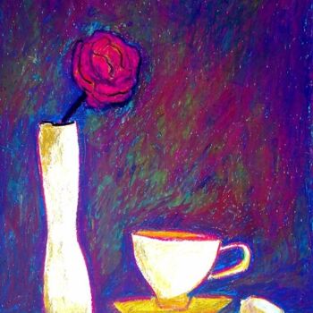 Dessin intitulée "still life with cup…" par Janna Shulrufer, Œuvre d'art originale, Pastel
