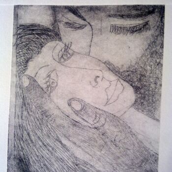 Printmaking titled "the lovers" by Janna Shulrufer, Original Artwork, Engraving