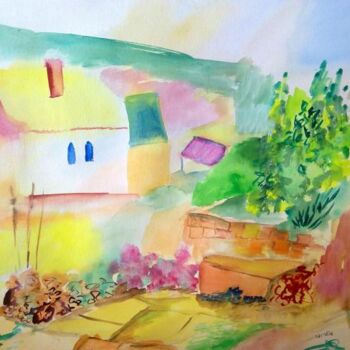 Painting titled "Landscape in Israel" by Janna Shulrufer, Original Artwork, Watercolor