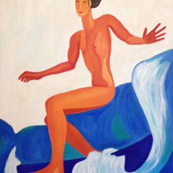 Painting titled "The Surfer" by Janna Shulrufer, Original Artwork, Oil