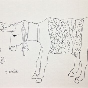 Dessin intitulée "donkey 3" par Janna Shulrufer, Œuvre d'art originale, Stylo gel