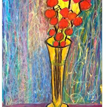 Zeichnungen mit dem Titel "Tomatoes in a vase" von Janna Shulrufer, Original-Kunstwerk, Pastell