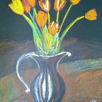Drawing titled "Still life with tul…" by Janna Shulrufer, Original Artwork, Pastel