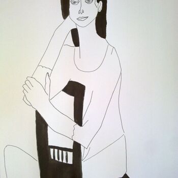 Рисунок под названием "Portrait 1" - Janna Shulrufer, Подлинное произведение искусства, Гелевая ручка