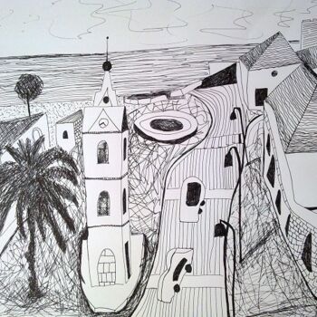 Zeichnungen mit dem Titel "View to Tel-Aviv" von Janna Shulrufer, Original-Kunstwerk, Andere