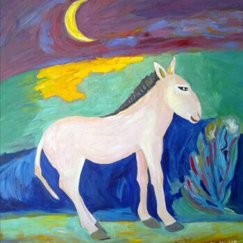 Картина под названием "lunar donkey" - Janna Shulrufer, Подлинное произведение искусства, Масло