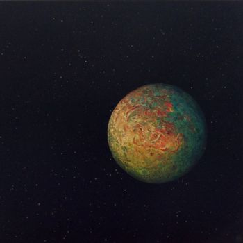 Schilderij getiteld "Heelal, aarde" door Janneke Scholten, Origineel Kunstwerk, Acryl