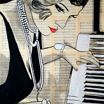 Painting titled "pianista" by Jan Noah, Original Artwork, Acrylic
