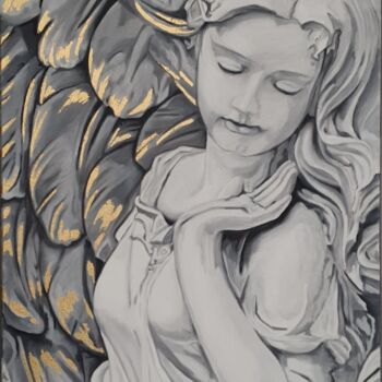 Peinture intitulée "Yin and Yang ANGEL 2" par Janka Janny Wagner, Œuvre d'art originale, Huile