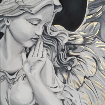Painting titled "Yin and Yang ANGEL 1" by Janka Janny Wagner, Original Artwork, Oil