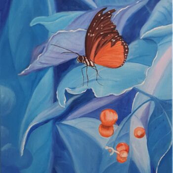 Pittura intitolato "Butterfly Beauty #1" da Janka Janny Wagner, Opera d'arte originale, Olio