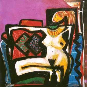 Ζωγραφική με τίτλο "Having a Rest" από Jean Lahoud, Αυθεντικά έργα τέχνης