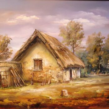 Painting titled "Cottage / Cottage à…" by Janos Maksai, Original Artwork, Oil