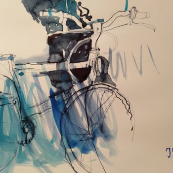 Pittura intitolato "Fahrrad" da Jana Scherer, Opera d'arte originale, Acquarello