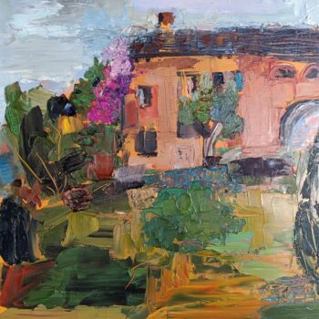 Malerei mit dem Titel "Villa" von Jana Scherer, Original-Kunstwerk, Öl