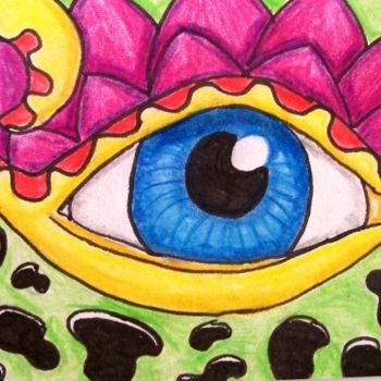Painting titled "Psychedelic eye" by Janet Robson, Original Artwork