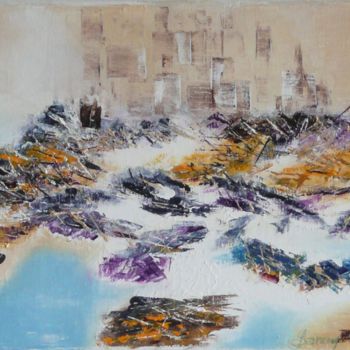 Painting titled "164 Mer urbaine" by Gilles Janson, Original Artwork, Oil