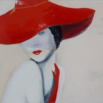 Painting titled "219 Femme au chapea…" by Gilles Janson, Original Artwork, Oil