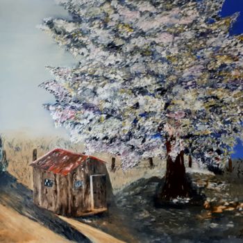 Картина под названием "225 Derrière chez m…" - Gilles Janson, Подлинное произведение искусства, Масло