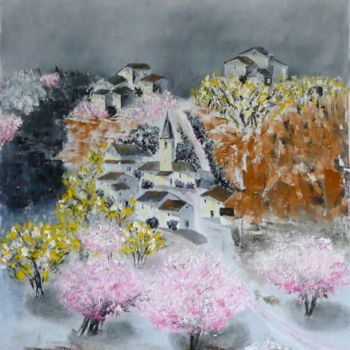 Painting titled "168 Esprit village" by Gilles Janson, Original Artwork, Oil