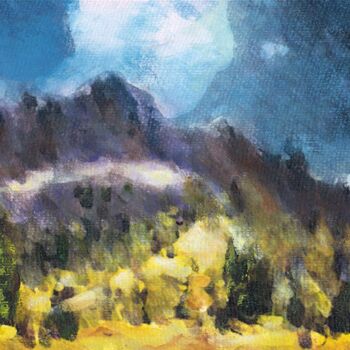 Malarstwo zatytułowany „Pejzaż górski” autorstwa Janusz Klas (El Polaco), Oryginalna praca, Akwarela