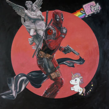 Pittura intitolato "Deadpool" da Janusz Orzechowski, Opera d'arte originale, Olio