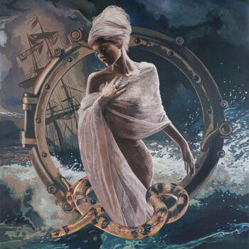 Pittura intitolato "Siren" da Janusz Orzechowski, Opera d'arte originale, Olio