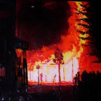 「2011: London Riots」というタイトルの製版 Jan Wallによって, オリジナルのアートワーク, デジタルプリント