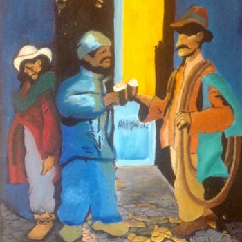 Painting titled "Compadres" by Jan Wall, Original Artwork, Oil