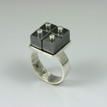 Design intitulada "4 Cubes - Sterling…" por Tomoaki Orikasa, Obras de arte originais, Jóias