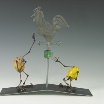 Skulptur mit dem Titel "Eggtion Figures - A…" von Tomoaki Orikasa, Original-Kunstwerk, Metalle