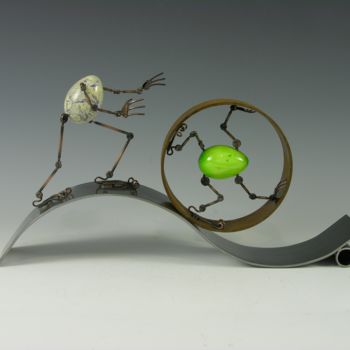 Skulptur mit dem Titel "Eggtion Figures - B…" von Tomoaki Orikasa, Original-Kunstwerk, Metalle