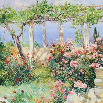 Peinture intitulée "On the terrace.jpg" par Illia Yarovyi, Œuvre d'art originale, Huile