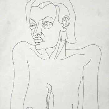 Tekening getiteld "Portret 2" door Rene Jardescu, Origineel Kunstwerk