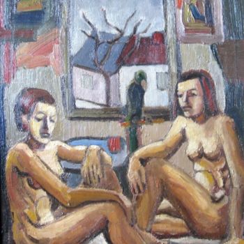 Malerei mit dem Titel "Studiu-cu-papagali-…" von Rene Jardescu, Original-Kunstwerk