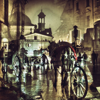 Fotografia intitulada "nuit dans la ville" por Jarek Witkowski, Obras de arte originais, Fotografia Manipulada