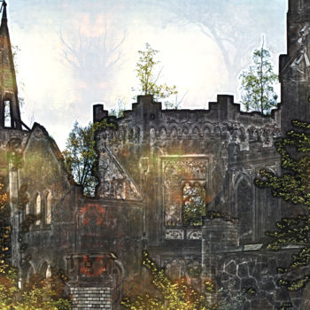 Arte digitale intitolato "la ruine du château…" da Jarek Witkowski, Opera d'arte originale, Pittura digitale