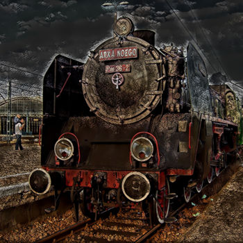 Artes digitais intitulada "Locomotive à vapeur…" por Jarek Witkowski, Obras de arte originais