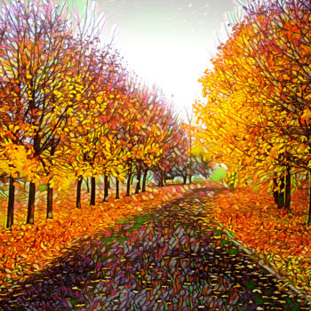 Arte digital titulada "chemin de l'automne…" por Jarek Witkowski, Obra de arte original