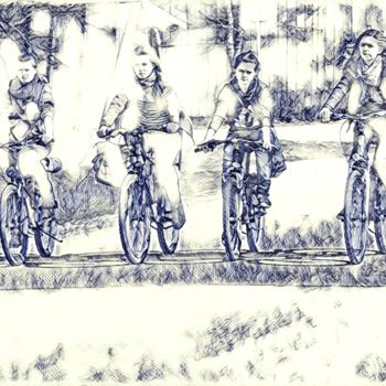Arte digitale intitolato "voyage à vélo" da Jarek Witkowski, Opera d'arte originale