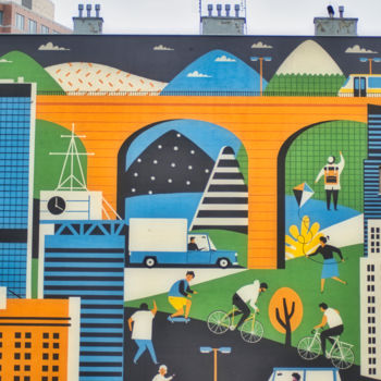 Fotografie mit dem Titel "mural - ville dans…" von Jarek Witkowski, Original-Kunstwerk
