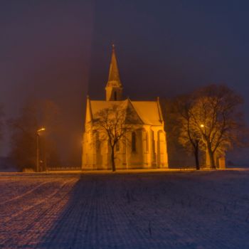 Fotografía titulada "église dans la nuit…" por Jarek Witkowski, Obra de arte original